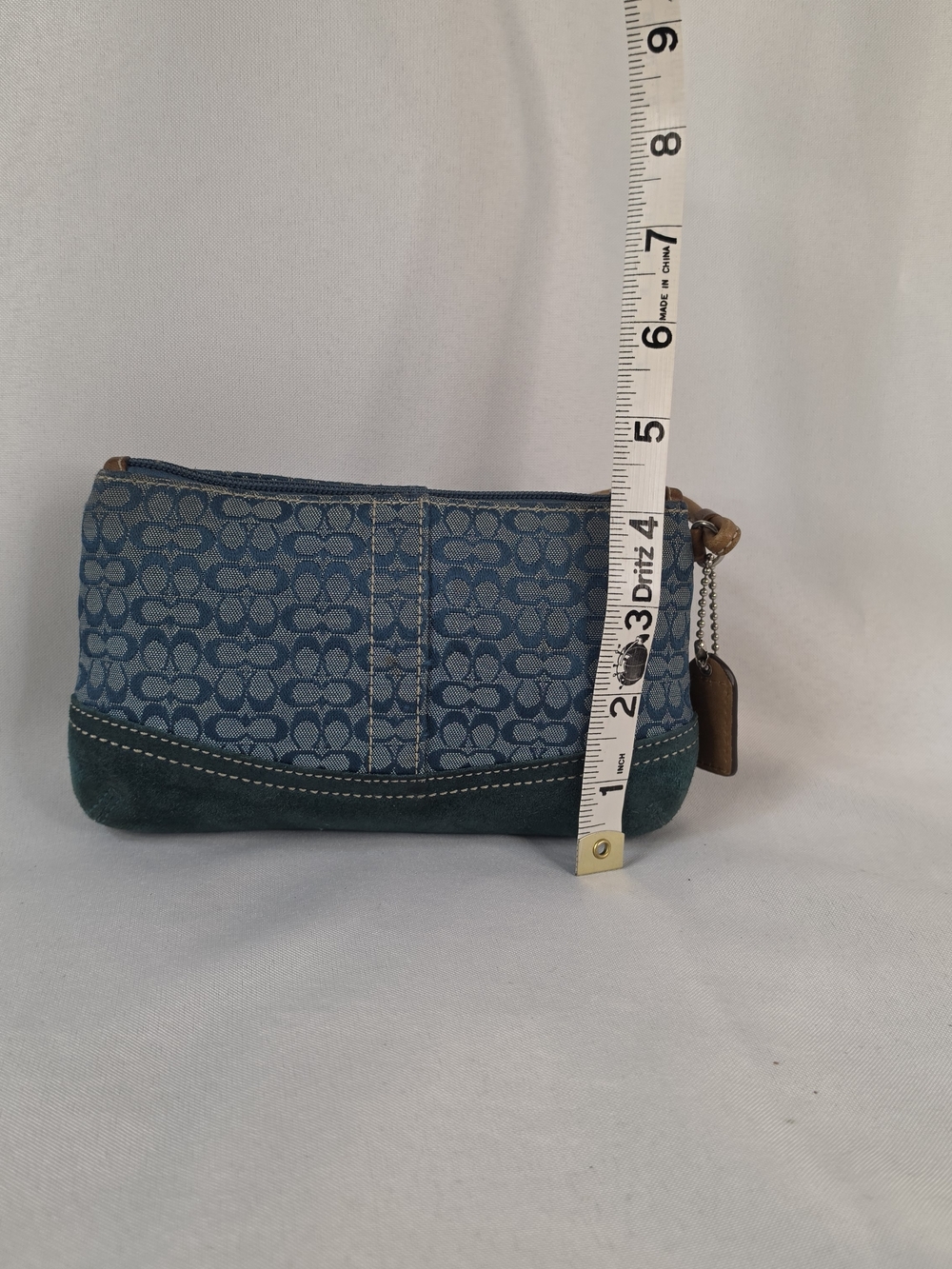 Coach Vintage Y2K Denim Suede Signature Wristlet Pouch Blue Small - Picture 4 of 11